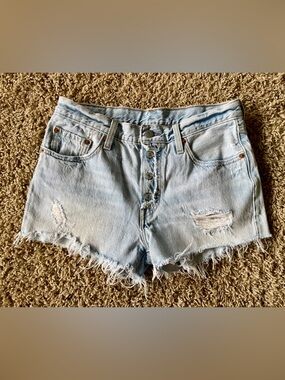 Levi’s 501 exposed button fly denim shorts